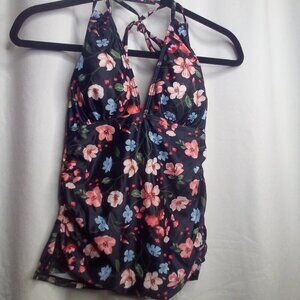 Yonique Tankini Top Women S Swim Floral Black Pink Blue